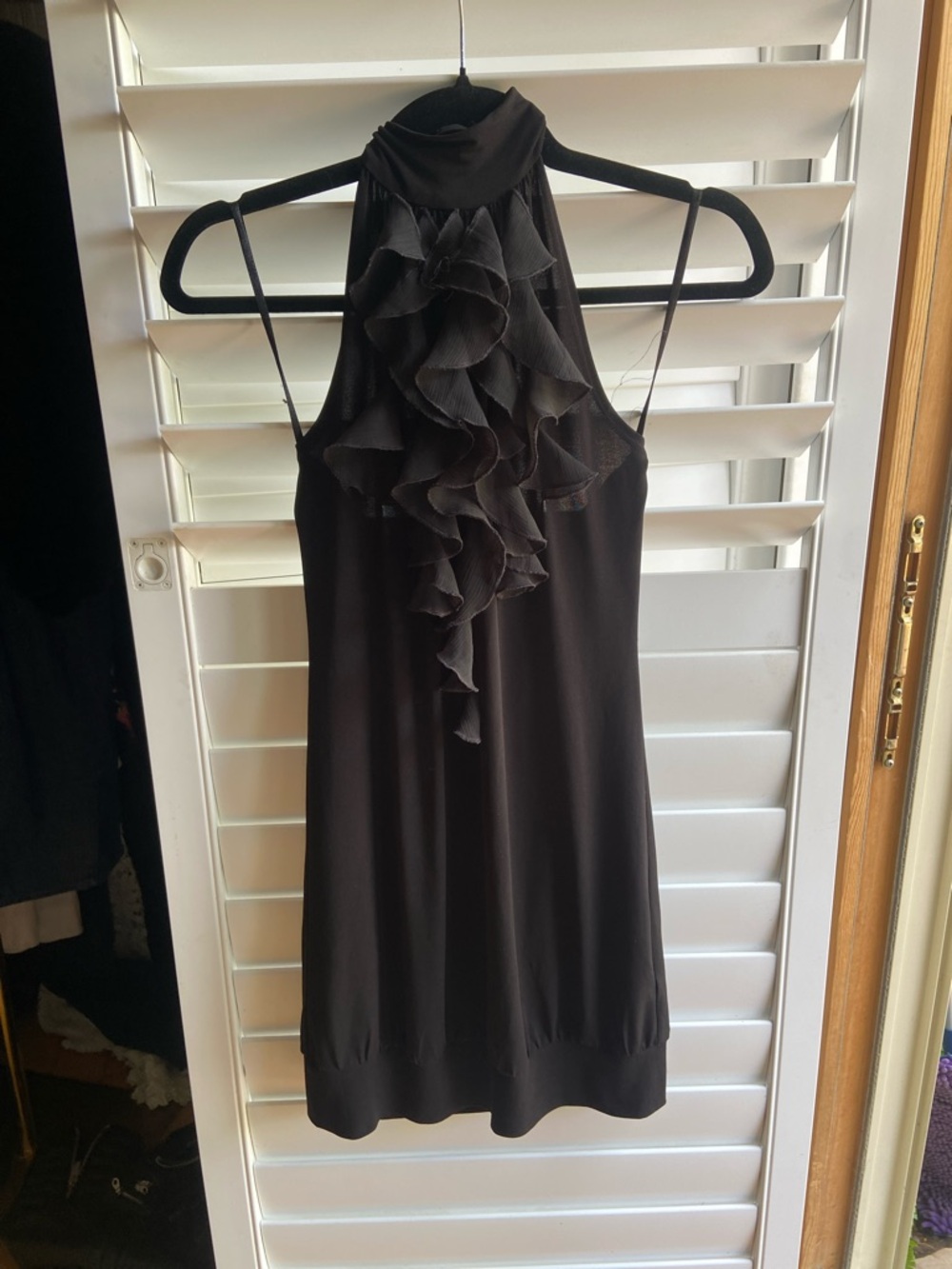 Sweet Storm Black Ruffle Halter Dress